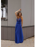 Royal Blue Jersey Full Length Bridesmaid Dress